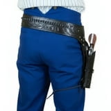 TJAYZ Western Drop Loop Leather Gun Belt and Holster, Right Hand, 38 357 Caliber, BLACK 42"