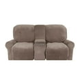 thumbnail image 3 of Housse de Causeuse Inclinable 2024 avec Housse pour Console Centrale, Housse Extensible en Velours 8 Pcs pour Canapé Inclinable 2 Places, Bleu Paon, 3 of 12