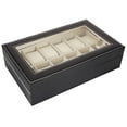 Zimtown New 12 Slot Leather Watch Box Display Case Organizer Glass Top ...