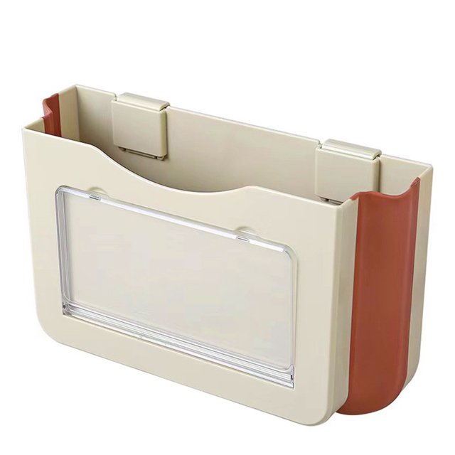 fastboy Foldable Car Trash Can Seat Back Waste Bin Space-saving Vehicle Clip Container Paper Storage Case Box Styling Interior Beige 3