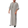 thumbnail image 2 of XDZJLR T-Shirts pour Hommes Décontractés Amples Musulmans Arabes Dubai Robe Manches Mi-Longues Bouton Rétro, 2 of 4