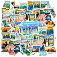 thumbnail image 3 of 35pcs Colorful State Decals Travel Stickers Landmark Stickers PVC Graffiti for Suitcases Laptops Guitars, 3 of 9