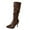 Coffee, variant on Elegant Stiletto Knee High Boots with Buckle Detail for Women - Fashionable Leather Dress Boots Ideal for Fall and Winter Riding Style