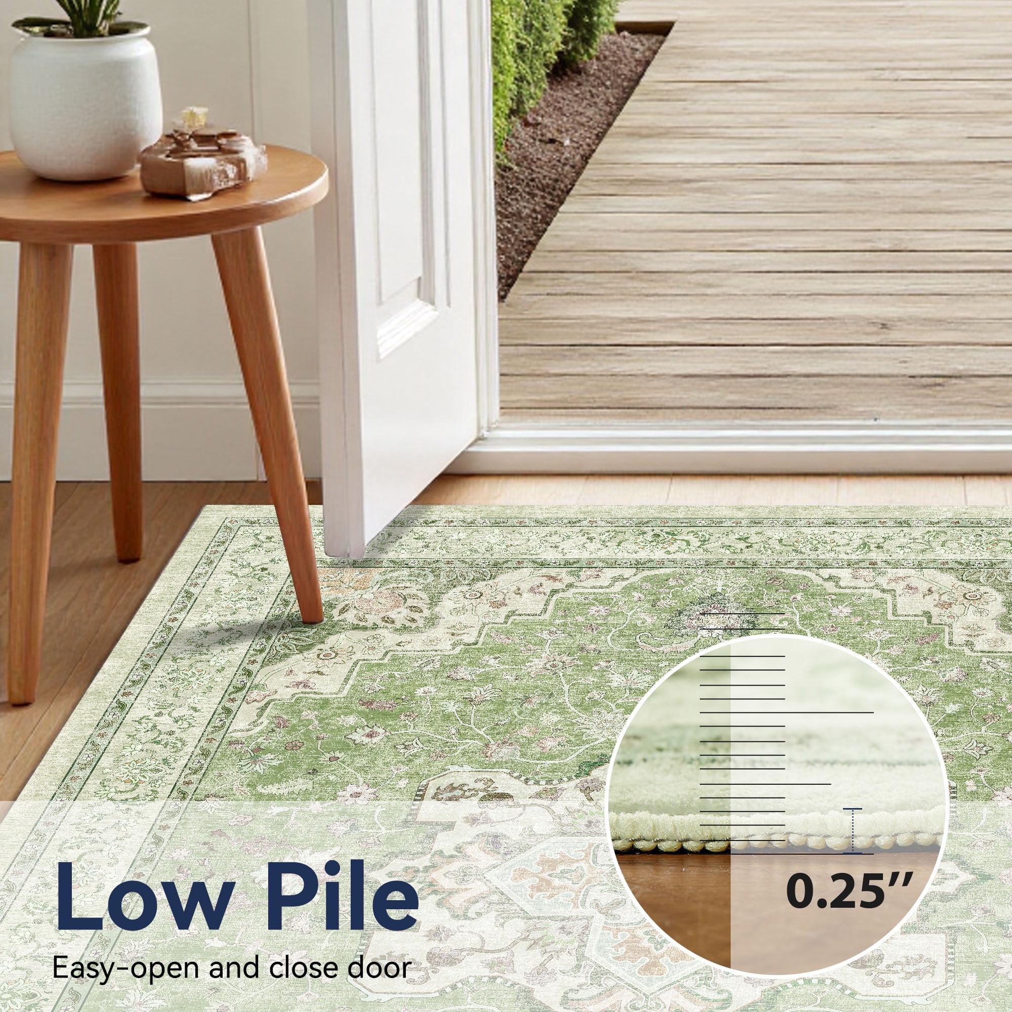 CHITOOMA 8'x10' Area Rugs for Living Room, Washable Rugs Vintage Soft Living Room Rug for Bedroom Dining Room Dorm Office with Non-Slip Backing, Stain Resistant Non-Shed Carpet