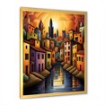 thumbnail image 2 of Designart "Venice Landscape in Pop Art Style" Coastal Framed Wall Art - Coastal Yellow Coastal Boat Entryway Framed Wall Art Print, 2 of 6