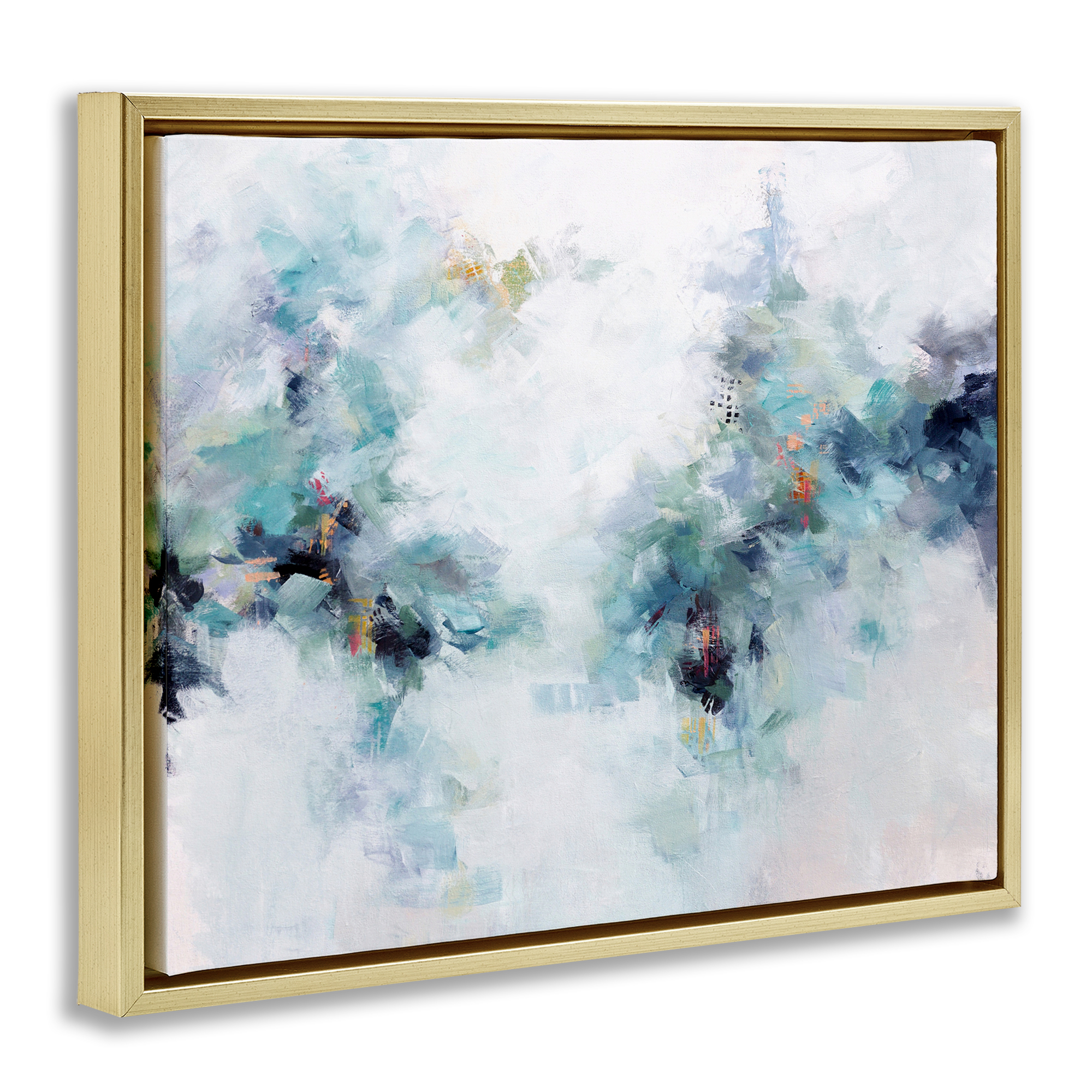 Reaching Out Abstraction Gold Framed Floater Canvas Wall Art, design by Karen Hale