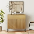 thumbnail image 3 of 31.5" Reeded Accent Cabinet with 2 Doors and Drawer, Modern Credenza Storage Cabinet with Metal Legs for Living Room, Kitchen, Dining Room, Hallway, 3 of 8