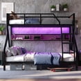 thumbnail image 6 of Belleamve Twin XL Over Queen Bunk Bed, Metal Bunk Bed with Storage Shelves, LED Light, Heavy Duty Bunk Beds with 2 Ladders, Safety Guardrails, Space-Saving Metal Frame for Adults Teens, Black, 6 of 11