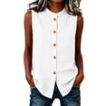 thumbnail image 2 of TGSLY Women's Linen Mandarin Collar Tank Tops Lightweight Soft Crew Neck Sleeveless Button Down Vest Relaxed Fit Dressy Casual Solid Color Shirts with Pocket XL, 2 of 7