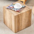 thumbnail image 3 of NYEESS 15.75" Light Wood MDF Cube Coffee Table with Stylish Texture, Modern Living Room Accent, 3 of 12
