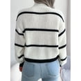 thumbnail image 3 of ZAXARRA Pull Col Roulé Ample pour Femmes Manches Longues Rayé Printemps Automne Mode Urbaine, 3 of 7