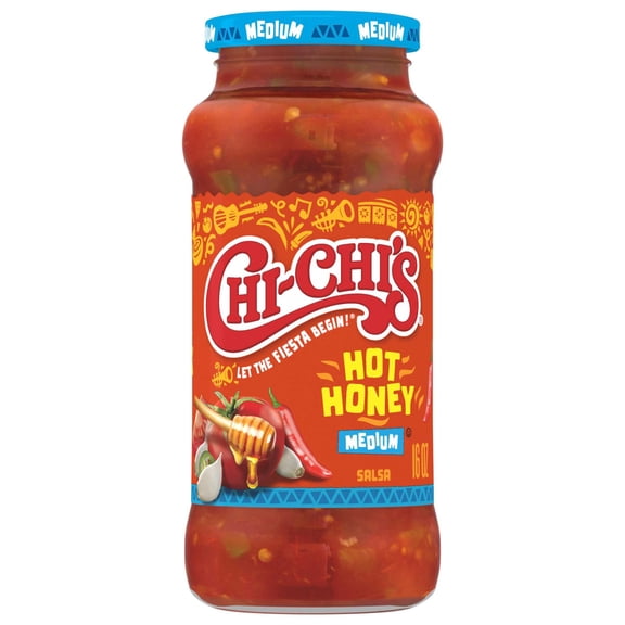 CHI-CHI'S Hot Honey Salsa Medium, Chip Dip, Kosher Shelf Stable, 16 oz Glass Jarā