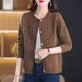 thumbnail image 5 of Autumn Winter New Round Neck Long Sleeve Fashion Sweater Women High Street Casual Printing Button Cardigan Elegant All-match Top, 5 of 5