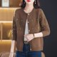 thumbnail image 5 of Autumn Winter New Round Neck Long Sleeve Fashion Sweater Women High Street Casual Printing Button Cardigan Elegant All-match Top, 5 of 5