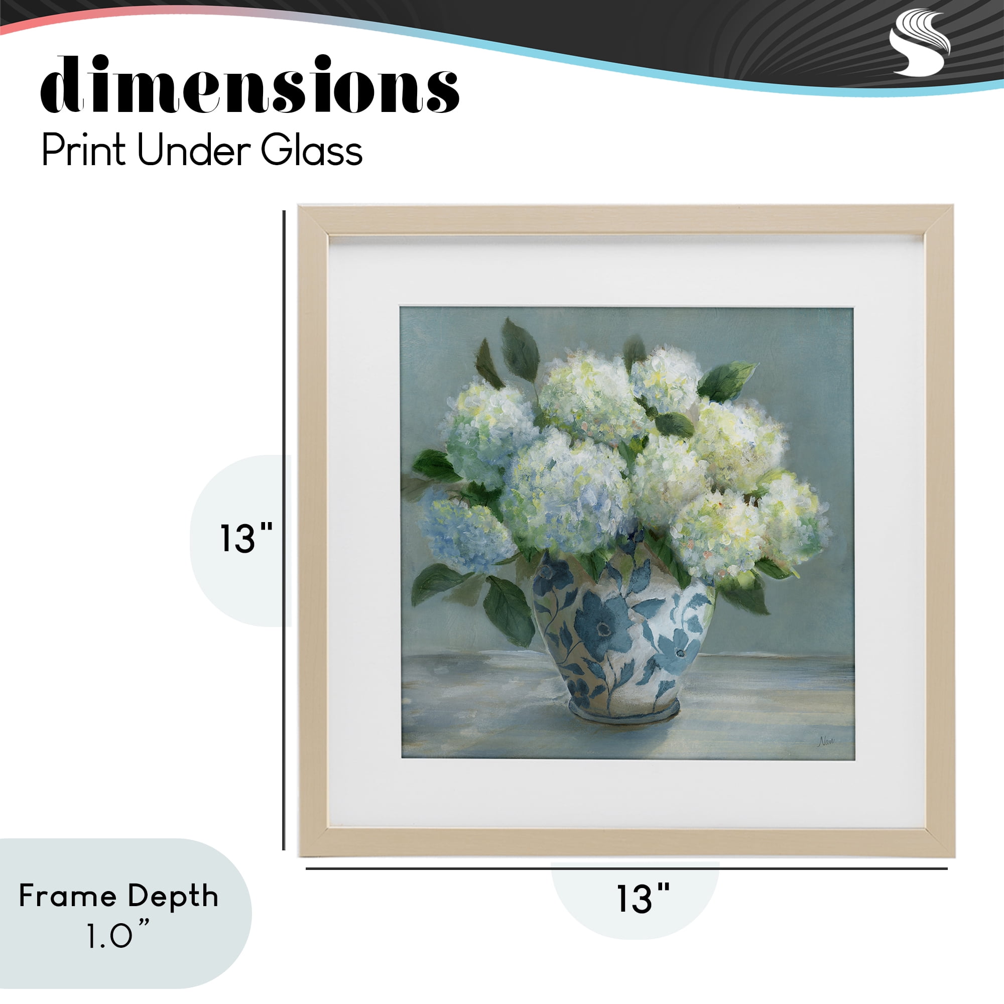 Stupell Industries Hydrangeas in Elegant Vase Birch Framed Print Under Glass, design by Nan