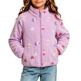 thumbnail image 4 of Nugftut Girls Fleece Jacket Warm Stand Collar Jacket Zip-up Lightweight Long Sleeve Coat for Kids Size 5-6, 4 of 5