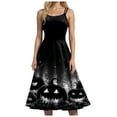thumbnail image 5 of TTUHYWXI Halloween Dresses for Women 2025 Vintage 50s Spaghetti Strap Scary Graphic A Line Midi Dress for Party (Black, XL), 5 of 6