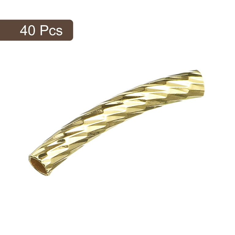Uxcell Brass Curved Tube Beads, Texture Plating Noodles Spacer