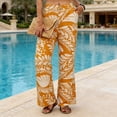 thumbnail image 2 of DeHolifer Womens Wide Leg Pants High Elastic Waist Adjustable Casual Flowy Trousers Business Work Pants with Pockets Orange M, 2 of 8