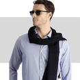 thumbnail image 3 of KIGILI Long Sleeve Slim Fit Striped Men Shirt, S to XL | L - DARK BLUE, 3 of 5