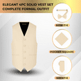 thumbnail image 3 of Oliver George 4pc Men's Solid Formal Suit Waistcoat Tuxedo Dress Vest Necktie Bowtie Handkerchief Set for Suit or Tuxedo Beige Medium, 3 of 5