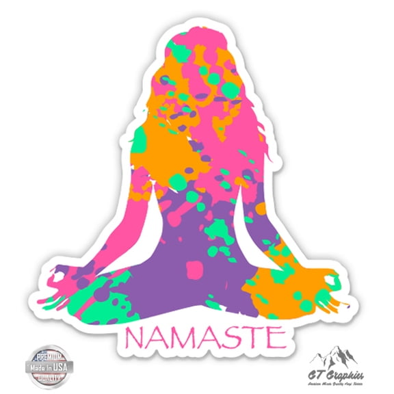 Namaste Yoga Girl - 3" Vinyl Sticker - For Car Laptop I-Pad Phone Helmet Hard Hat - Waterproof Decal
