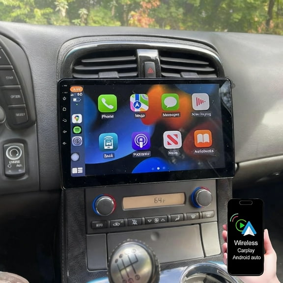 Eforcase Car Radio for Chevrolet Corvette 2005-2013, 10.1" IPS Touch Screen Car Stereo Build-in GPS Wireless CarPlay/Android Auto, Bluetooth/FM/WiFi/DSP/SWC with Backup Camera