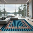 thumbnail image 2 of ODIKA 8'x10' Washable Area Rug Non-Shedding, Easy Care, Reef Starfish Seashell Border Nautical Motifs Marine Striped Coral Playful for King Size Bedroom Under Bed, Master Suite, 2 of 7