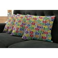 thumbnail image 2 of Ambesonne Colorful Throw Pillow Cover 4 Pack, Repeating Vivid Petals, 20", Charcoal Grey and White, 2 of 6