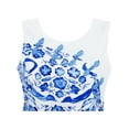 thumbnail image 4 of Girls Dress Blue White Porcelain Floral Printed Knot Button 7 Years, 4 of 4