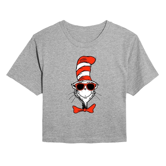 Dr. Seuss - Cat in Glasses - Juniors Cropped Graphic T-Shirt
