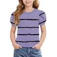 thumbnail image 2 of WRKEKC Girls Short Sleeve Tops Puff Sleeve Floral Print Round Neck Summer Casual Blouse for 4-15 Years, 2 of 8