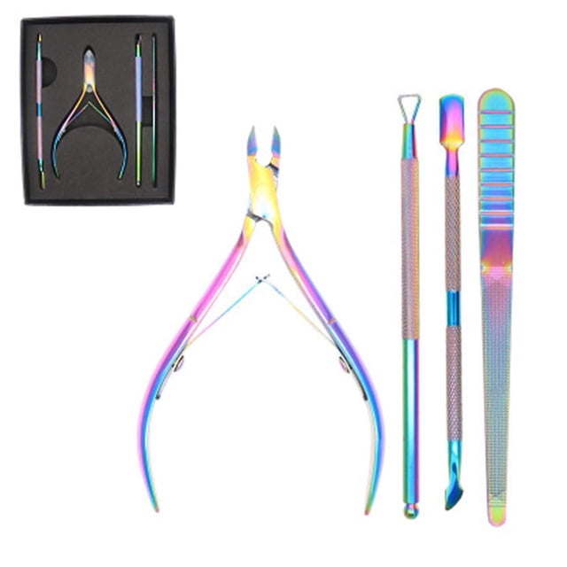 Juego de tijeras para cutículas de acero inoxidable de 4 piezas, alicates multifuncionales para cutículas, juego de manicura para manicura, uñas y pedicura brand modelStyleType