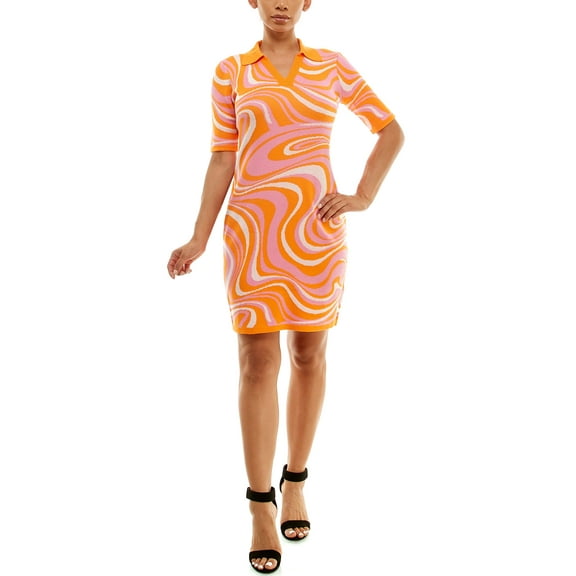 Women's Nina Leonard Marble Swirl Sweater Dress Color: Ivory Tang Multi Size: LARGE