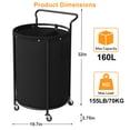 thumbnail image 3 of BGTREND 160L Rolling Laundry Hamper with Removable Bag, Round Steel Frame and Handle, Ideal for Dorm & Laundry Room , Black, 3 of 10