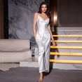 thumbnail image 5 of Tmtolofot Silk Pajamas for Women Satin Lace Spaghetti Strap V Neck Tank Tops with Long Pants 2 Piece Pajama Sets Loungewear Lightweight Soft Sleepwear 2026 Summer Pjs|White|XL, 5 of 6