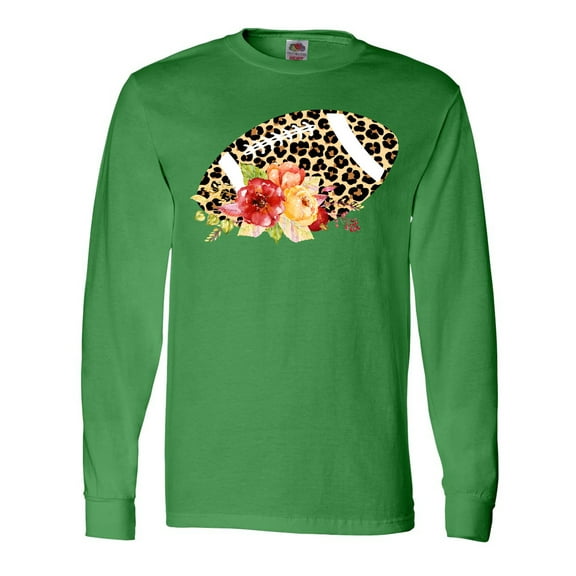 Inktastic Football with Flowers and Leopard Spots Long Sleeve T-Shirt