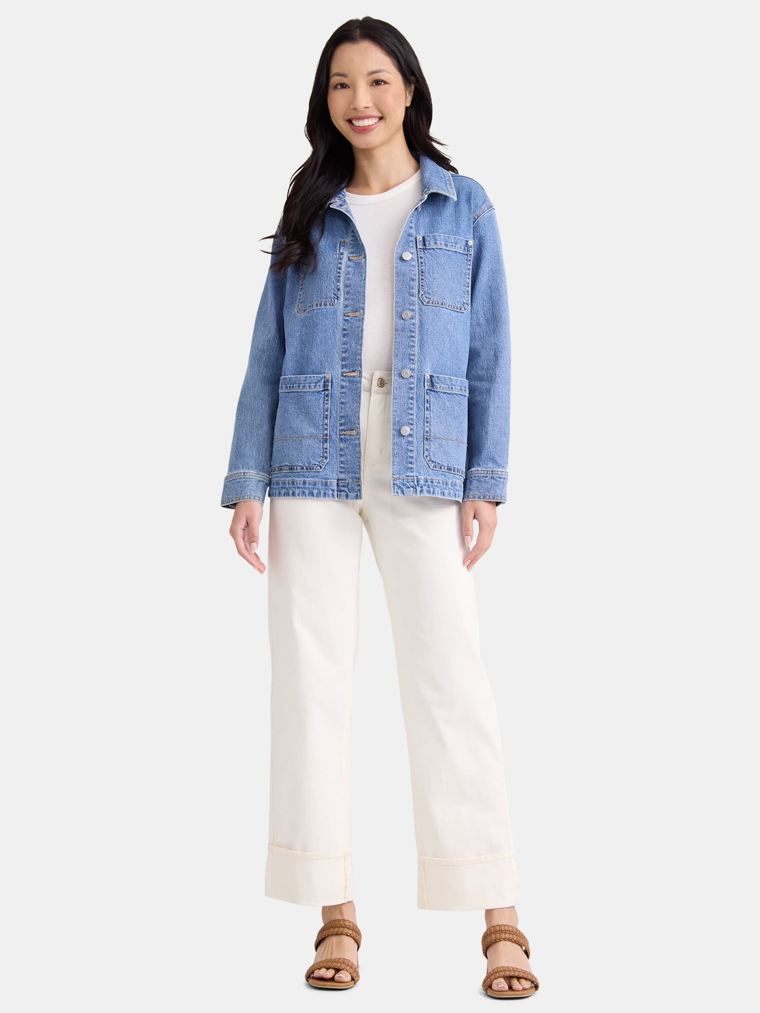 Time and Tru Women's and Women’s Plus Denim Utility Jacket, Sizes XS-4X