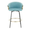 thumbnail image 6 of Claire Contemporary Glam Counter Stool In Black Metal And Light Blue Velvet With Gold Metal Accent - Set Of 2, 6 of 7
