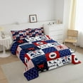 thumbnail image 2 of Ice Hockey Comforter Set Twin Size,Geometric Check Patchwork Stylish Bedding Set,Athlete Winter Sports Theme Down Comforter Teens Bedroom Decor,Blue Red Duvet Insert, 2 of 6