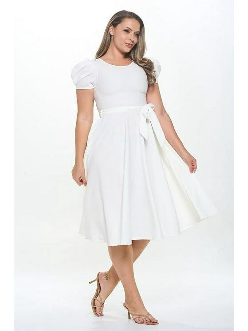 slim fit dress slacks Little White Fit and Flare Dress 8 main image 0