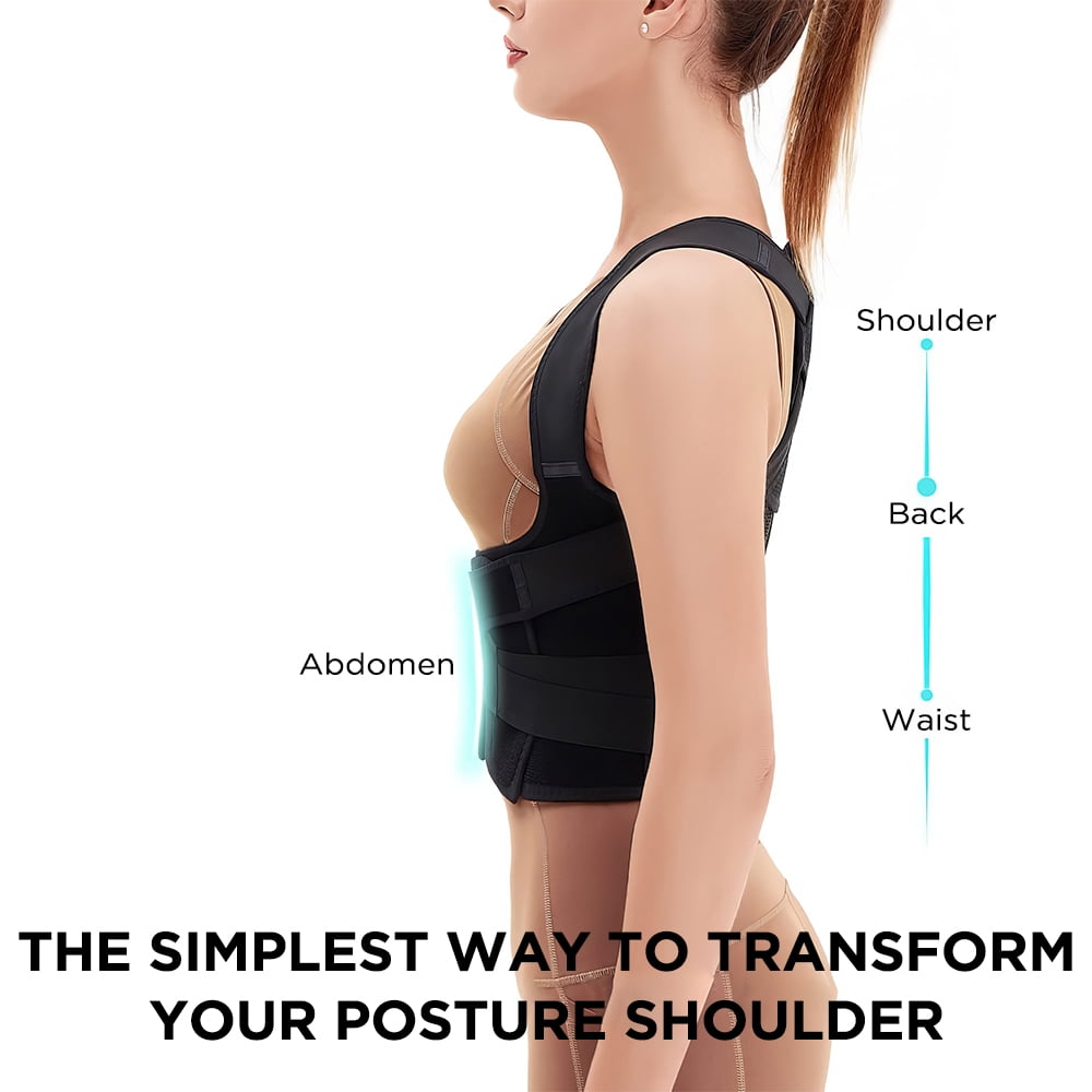 PEPWELL Adjustable Back Brace Posture Corrector for Men & Women, Upper & Lower Back Support, Breathable Mesh Spinal Alignment Brace for Posture Improvement, Spine Corrector, S/M/L Sizes