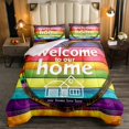 thumbnail image 2 of YST Rainbow Pride Comforter Set Welcome To Our Home Bedding Pride Home Decor, People Celebrating International Day for Lgbt Community Colorful Striped Design Bedding Comforters & Sets Twin, 2 of 6
