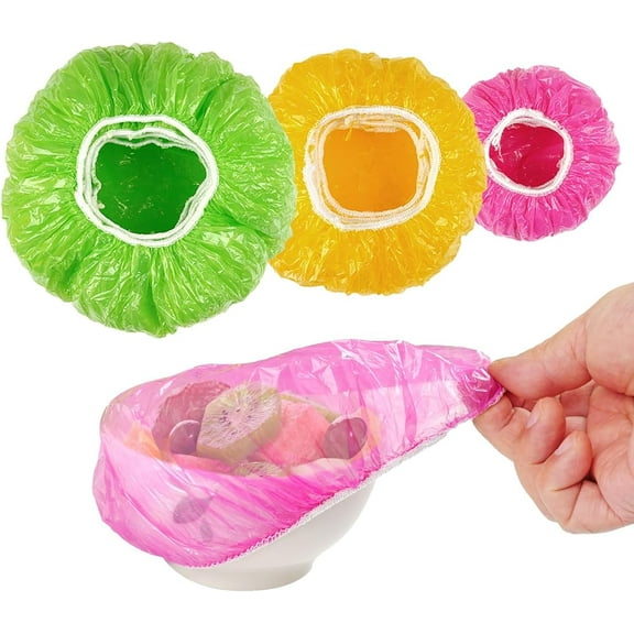 Plastic Bowl Covers Elastic Reusable - 60PCS Fresh Keeping Bags, 3 Size Food Covers Stretch, Shower Cap Bowl Storage Covers（6/8/10inch）