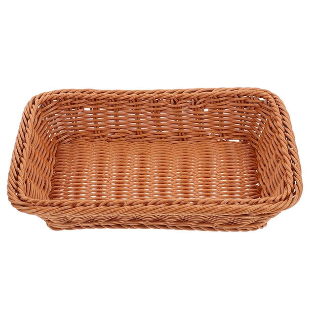 Cesta de almacenamiento tejida a mano, cesta tejida, contenedor de plástico, contenedor de exhibición para supermercado, cesta tejida para fruta, aperitivos y pan