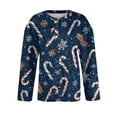thumbnail image 5 of Christmas Cardigan Sweaters for Women Oversized Casual Funny Snowflake Candy Graphic Button Down Cable Knit Cardigan Open Front Long Sleeve Soft Trendy Fall Women's Sweaters Navy S, 5 of 6