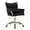 Black, variant on KCC Modern Velvet Home Office Desk Chair with Hand Woven Backrest, Upholstered Adjustable Makeup Vanity Chair with Armrest and Golden Metal Base with Wheels for Living Room Bedroom Study(Black)