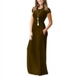 thumbnail image 2 of Women's Short Sleeve Loose Plain Empire Waist Maxi Dresses Casual Long Dresses with Pockets, 2 of 4