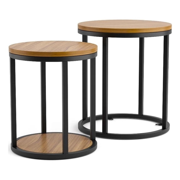 Greemotion Barth Wood Round 2-Piece Nesting Tables in Natural