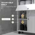 thumbnail image 5 of kleankin Small Bathroom Storage Cabinet on Wheels, Slim Toilet Paper Cabinet with 2 Holes, Sliding Doors and Adjustable Shelf, White, 5 of 9